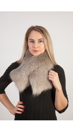 Grey fox fur scarf-collar